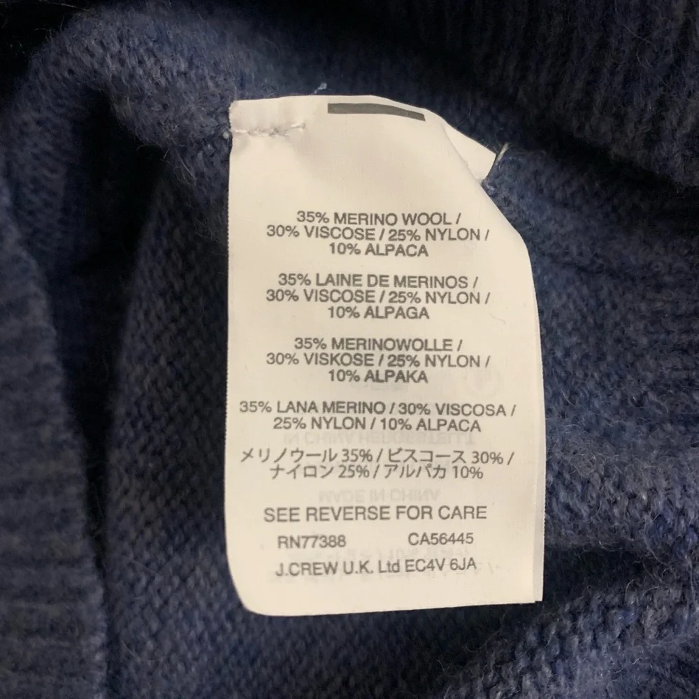 J. Crew Men's Blue 1/4 Zip Slim M Merino Wool Alpaca Blend Sweater Elbow Patches